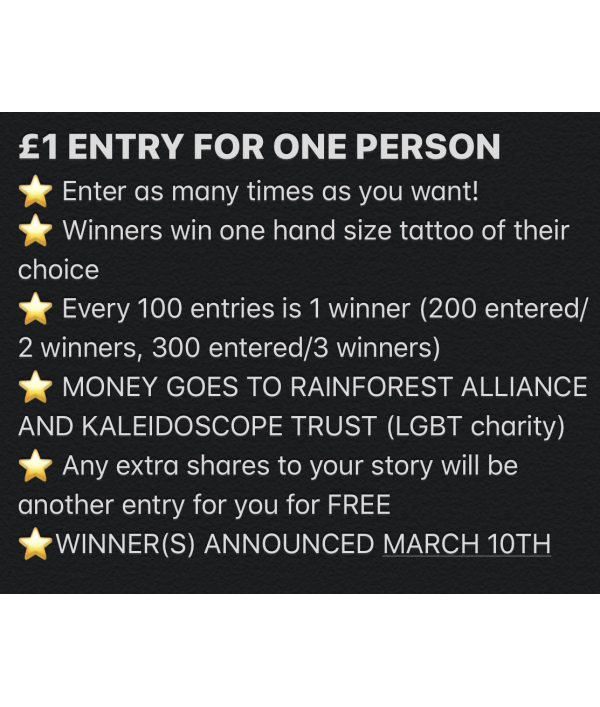 Enter Raffle to Win FREE TATTOO FOR CHARITY Hosted By Jasmine Burns