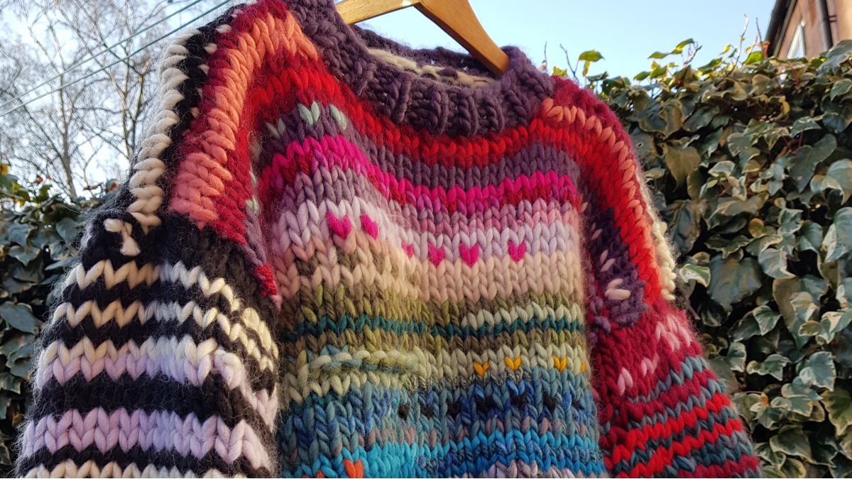 Hand Knitted Scrap Jumper hosted by Rosie